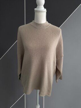 ZENANA Beige Mockneck Sweater Size Large Womens